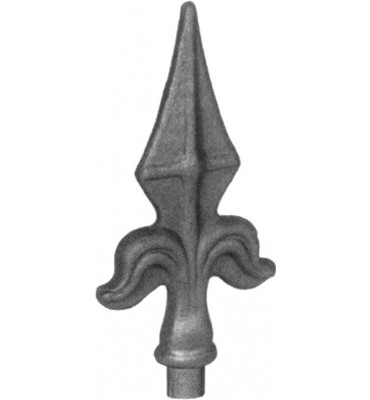 pièce élément ferronnier serrurier Pointe de lance fleur de lys avec épaulement 155 x 70 Diamètre 17 ACIER FER FORGE Ref: P17B
