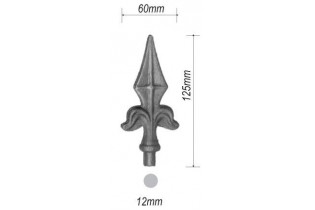 pièce élément ferronnier serrurier Pointe de lance fleur de lys avec épaulement 125 x 60 Diamètre 12 ACIER FER FORGE Ref: P17C