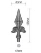 pièce élément ferronnier serrurier Pointe de lance fleur de lys avec épaulement 125 x 60 Diamètre 12 ACIER FER FORGE Ref: P17C