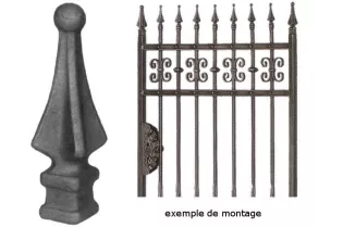 pièce élément ferronnier serrurier Pointe de lance ailettes 125 x 30 Section 20x20 ACIER FER FORGE Ref: P18C