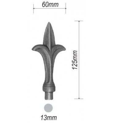 pièce élément ferronnier serrurier Pointe de lance stylées avec épaulement 125 x 60 Diamètre 13 ACIER FER FORGE Ref: P19C