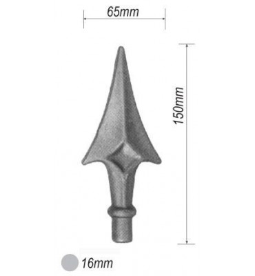pièce élément ferronnier serrurier Pointe de lance flèches 150 x 65 Diamètre 16 ACIER FER FORGE Ref: P31