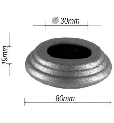 pièce élément ferronnier serrurier Cache de fixation Longueur 60 Hauteur 19 Diamètre 30 ACIER Ref: P60-30