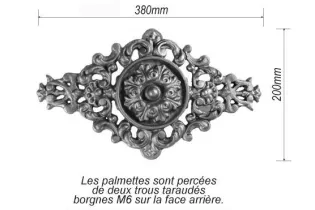 pièce élément ferronnier serrurier Palmette 380 x 200 FONTE Ref: PAF01