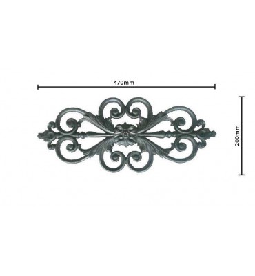 pièce élément ferronnier serrurier Palmette 470 x 200 FONTE Ref: PAF10