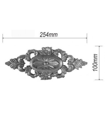 pièce élément ferronnier serrurier Palmette 254 x 100 FONTE Ref: PAFFUR087