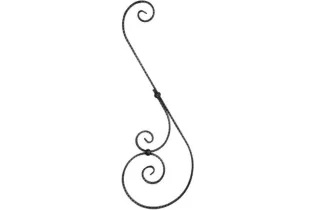 pièce élément ferronnier serrurier VOLUTE DECORATIVE LISSE 730x240 Section 20x6 ACIER FER FORGE Ref: F68.101