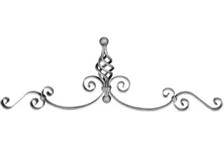 pièce élément ferronnier serrurier VOLUTE COURONNEMENT LISSE 900x300 Section 20x5 ACIER FER FORGE Ref: F68.106