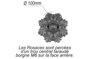 pièce élément ferronnier serrurier Rosace en fonte pour grille Diamètre 100 FONTE Ref: ROF02