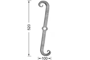Clé de tirant croix de chainage 520 x 100 Diamètre 25 Section 30x30 ACIER FER FORGE LISSE Ref: CT3-30 CT3-30