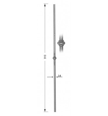 pièce élément ferronnier serrurier Barreau Longueur 910 Diamètre 14 ACIER FER FORGE LISSE Ref: 20-14-910