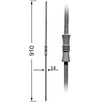pièce élément ferronnier serrurier Barreau Longueur 910 Diamètre 14 ACIER FER FORGE LISSE Ref: 80L-14-910