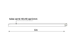 Tube Acier Galvanisé Carré Longueur 6000 Section 40x40x2 Ref: BB0801138-6