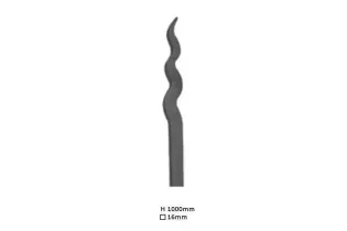 Barreau Carré Flamme Longueur 1000 Diamètre 16 ACIER FER FORGE Ref: BE05378