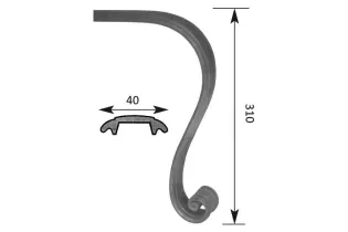 Crosse de départ roulée 310 Section 40x11 ACIER FER FORGE Ref: BBS40