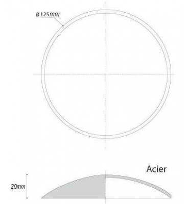 pièce élément ferronnier serrurier Coupelle Hauteur 22 Diamètre 125 ACIER Ref: GE1125F2