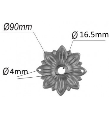 Rosace Diamètre 90 Passage 16.5 et 2 trous de 4mm ACIER Ref: ROA2P164
