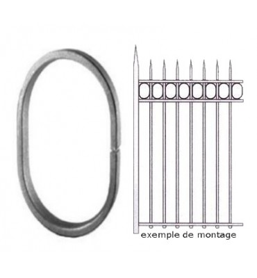 pièce élément ferronnier serrurier Cercle LISSE OVALE 100x150 Section 14x6 Ref: OV100L14X6
