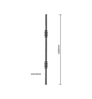 Balustre Longueur DROITE 1000 Section 14 ACIER FER FORGE Ref: BE11041.03