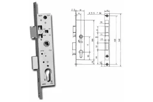 Serrure METALUX 1 points encastrée réversible ACIER Ref: F66.320 F66.320