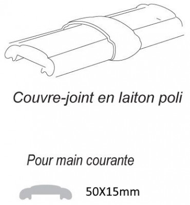 pièce élément ferronnier serrurier Couvre-joint Longueur 50 Hauteur 15 LAITON Ref: BSRAL50