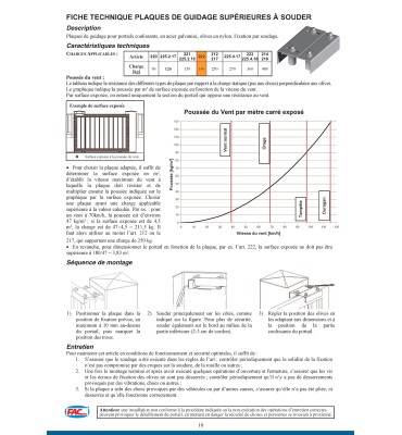 Documentation Plateau guide 4 rouleaux pour portail 220 x 150 Hauteur 60 Diamètre 30 ACIER Ref: GUIDE-A