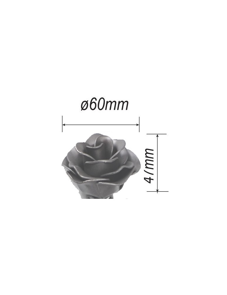 Rose bouton Longueur 47 Diamètre 60 ACIER Ref: ROSEB