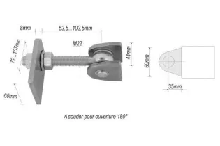 Gond réglable 103 x 69 ACIER Ref: F66.227