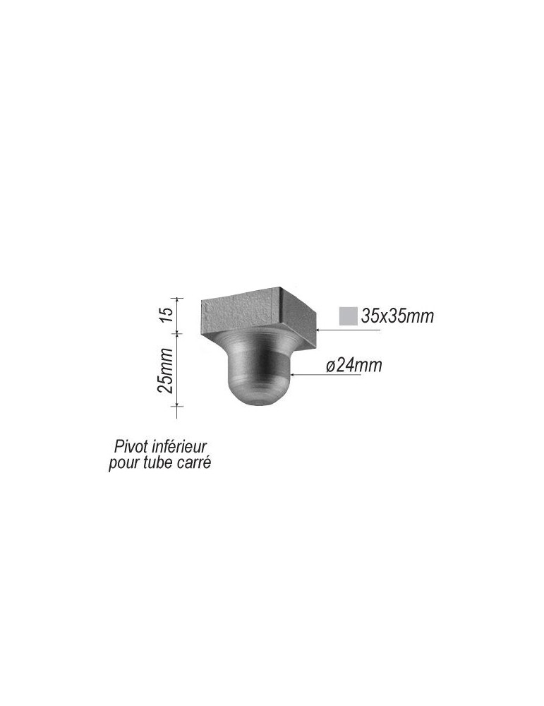 Pivot inférieur pour portail Largeur 35 Hauteur 45 Diamètre 29 ACIER Ref: F66.256