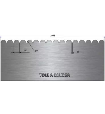 Tôle en acier brut festonnée 1240 mm x 1998 mm - Ref A1240X1998 A1240X1998