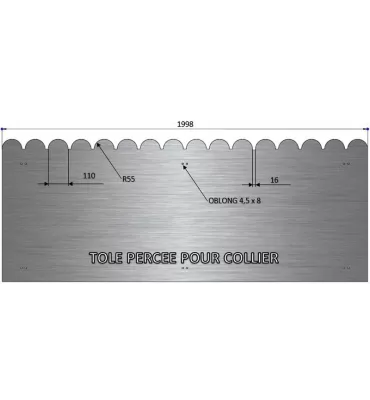 Tôle en acier brut festonnée 790 mm x 1998 mm - Ref A790X1998 A790X1998