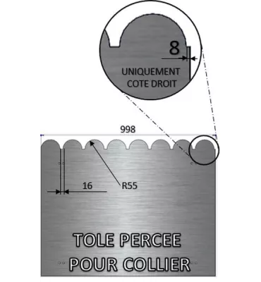 Tôle en acier électrozingué festonnée 790 mm x 998 mm - Ref ZP790X998 ZP790X998