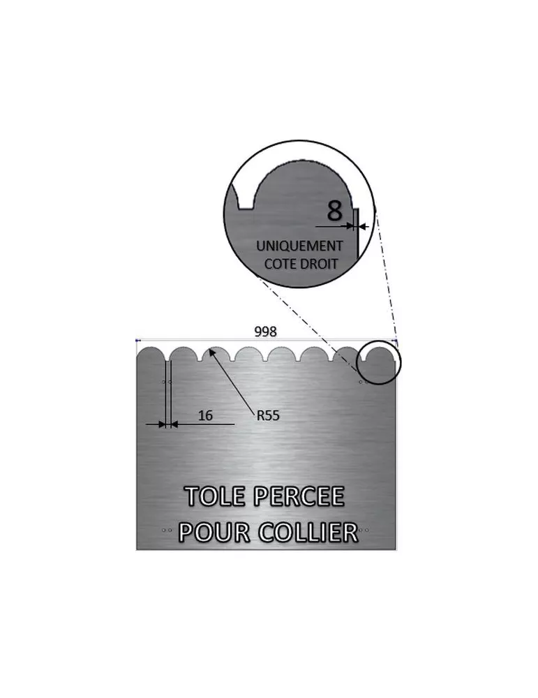 Tôle en acier électrozingué festonnée 790 mm x 998 mm - Ref ZP790X998 ZP790X998
