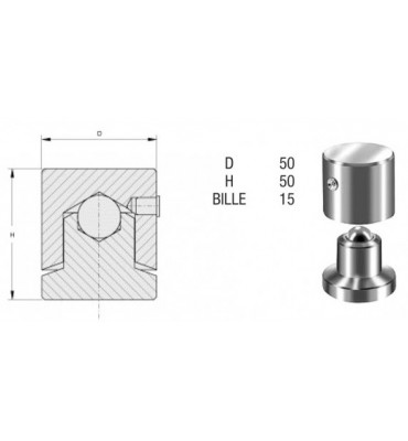 pièce élément ferronnier serrurier Pivot inférieur avec roulement pour portail Longueur 35 Diamètre 44 ACIER Ref: F66.247