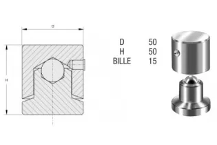 pièce élément ferronnier serrurier Pivot inférieur avec roulement pour portail Longueur 35 Diamètre 44 ACIER Ref: F66.247
