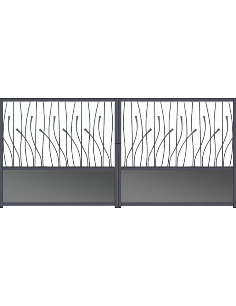 Portail fer forgé prêt à poser 2 battants à motoriser de 3m à 4m EVA3000-1600-B