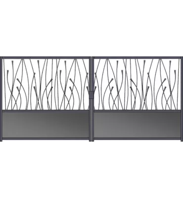Portail fer forgé prêt à poser 2 battants à motoriser de 3m à 4m EVAF-1600-B