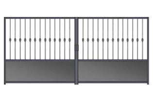 Portail fer forgé prêt à poser 2 battants à motoriser de 3m à 4m SPH-1600-B