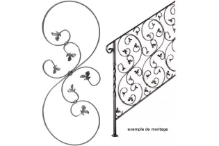 pièce élément ferronnier serrurier VOLUTE DECORATIVE LISSE FEUILLE 860x350 Section 12x6 ACIER FER FORGE Ref: PAN1