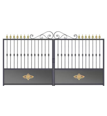 Portail fer forgé prêt à poser 2 battants à motoriser de 3m à 4m PL-1600-B