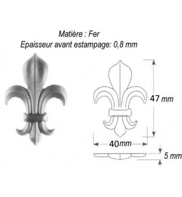 Fleur de Lys 47x40 ACIER Ref: GFL064F2