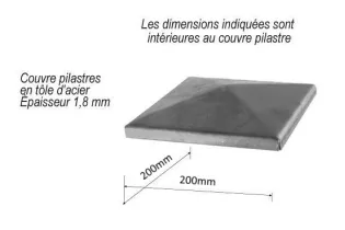 Couvre pilastres 200 X 200 ACIER Ref: CP200L