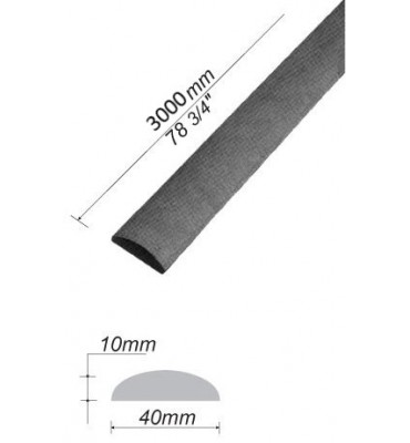 Barre profilée LISSE DEMI ROND Longueur 3000 ACIER FER FORGE Ref: DR40X10-3000