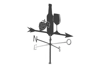 Girouette Bouteille et verre de vin 1000x900 fer forgé Ref: gir-vin