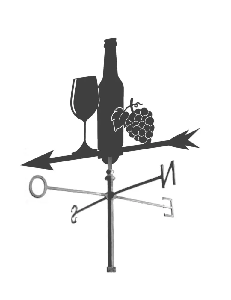 élément prêt à poser Girouette Bouteille et verre de vin 1000x900 fer forgé Ref: gir-vin