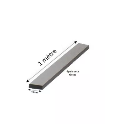 Barre LISSE PLAT Longueur 1000 Section 40x6 ACIER Ref: PL40X6-1000