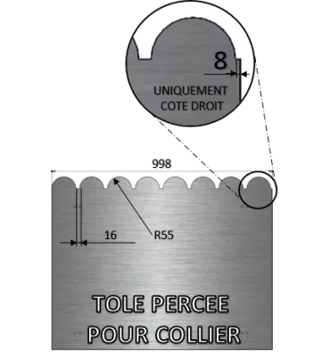 Tôle en acier électrozingué festonnée 1490 mm x 998 mm - Ref ZP1490X998 ZP1490X998