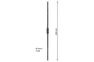 Balustre Longueur DROITE 1000 Section 14 Forgé Acier Ref: BE11017-05F