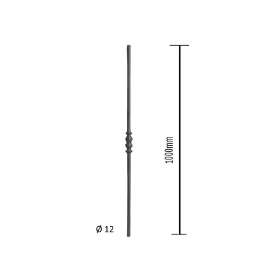 Balustre Longueur DROITE 1000 Section 12 ACIER FER FORGE Ref: BE11017-01
