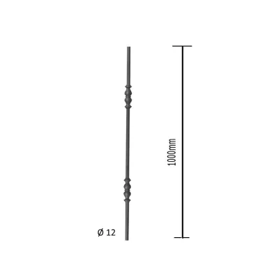 Balustre Longueur 1000 Section 12 ACIER FER FORGE Ref: BE11017-02
